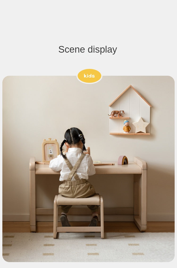 Handmade Solid Birch Wood Children's Writing Desk - Kids Study Table for Home & Classroom Learning Activities