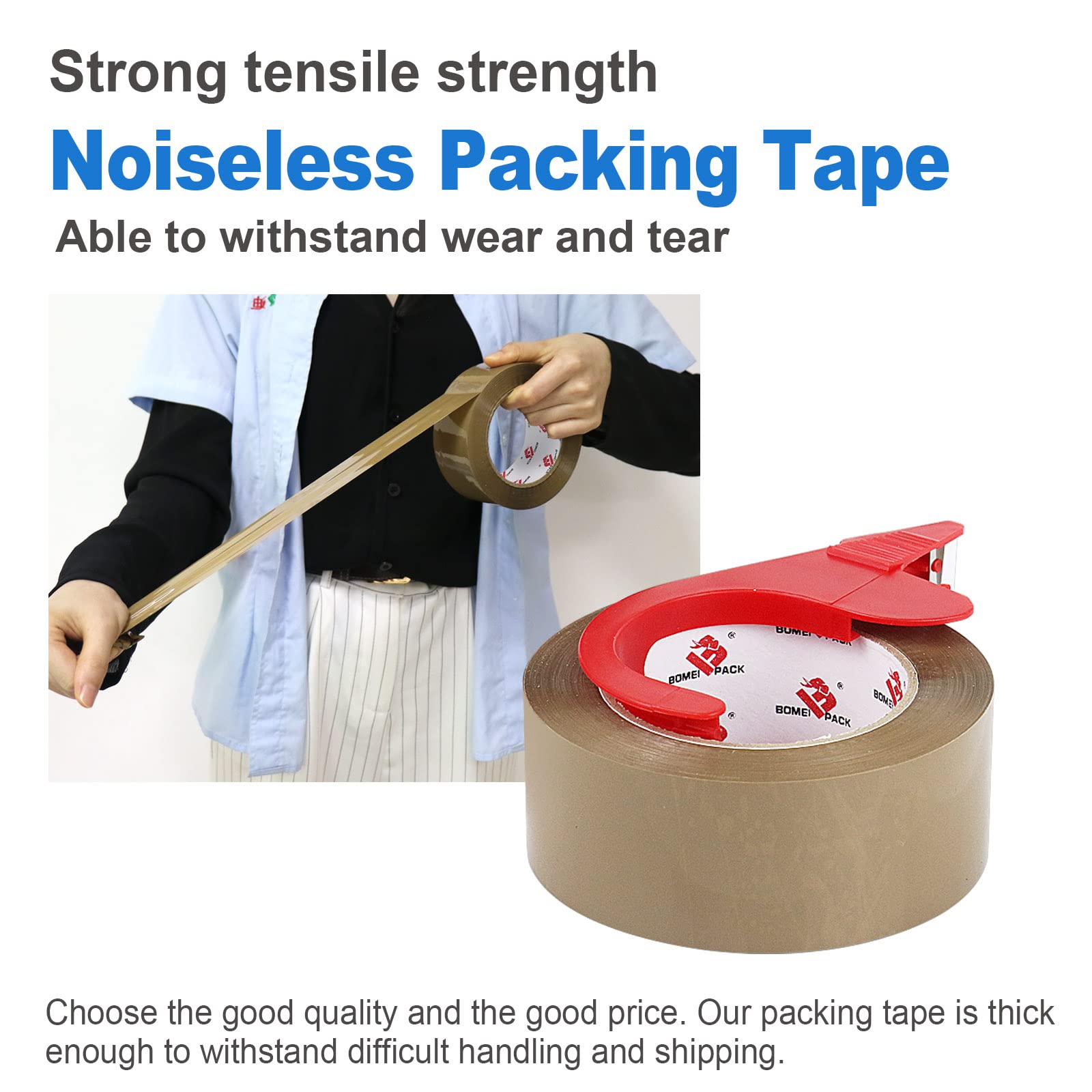 BOMEI PACK 2-Pack Brown Heavy Duty Packing Tape - 1.88
