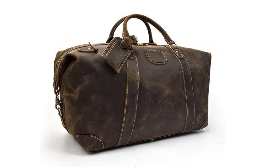Men's & Women's Genuine Brown Leather Weekender Luggage Bag - Perfect for Travel, Weekend Getaways & Business Trips