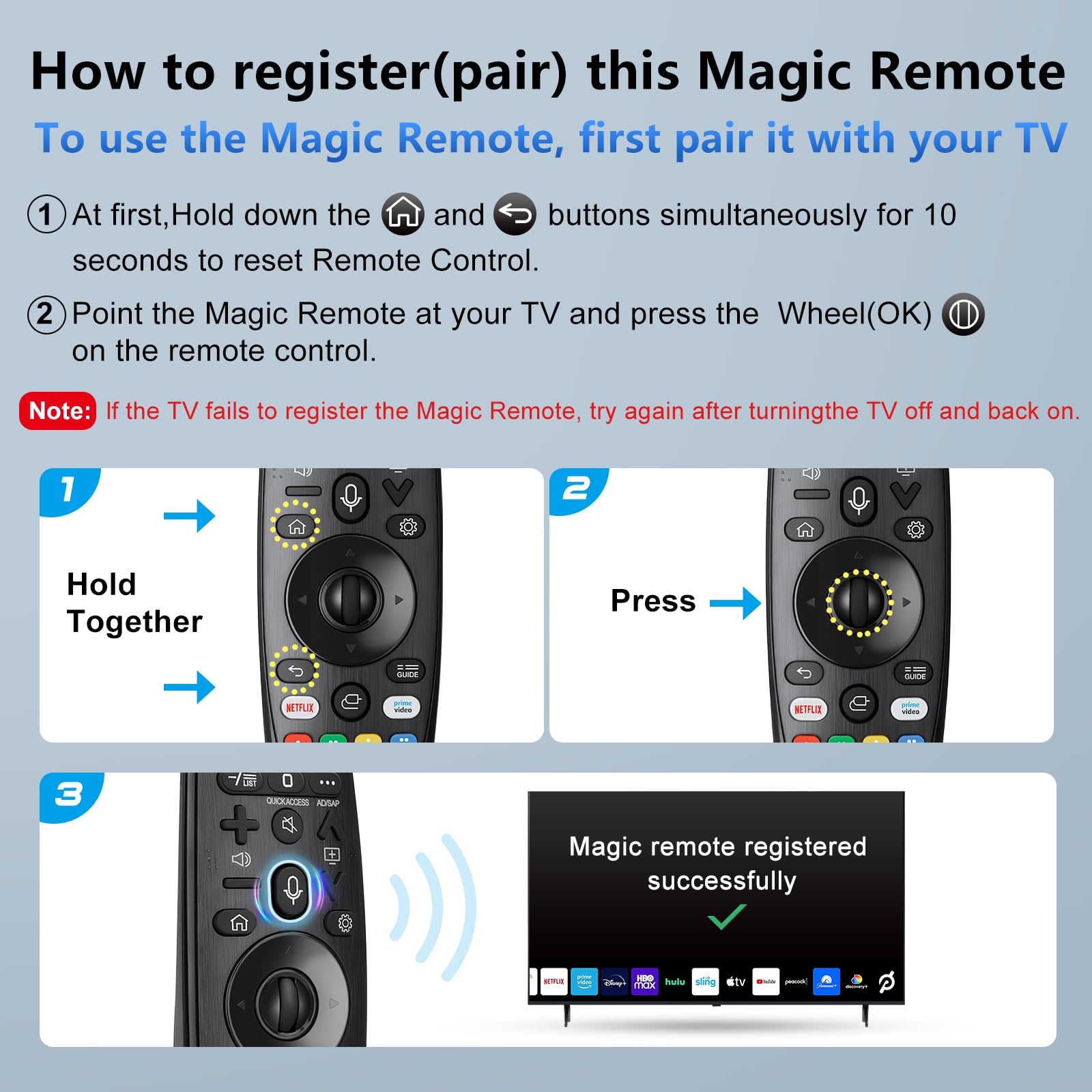 AN-MR20GA Voice Magic Replacement Remote for LG Smart TV - Voice Recognition & Pointer Function - Compatible with LG Smart TVs for Easy Navigation & Entertainment Control