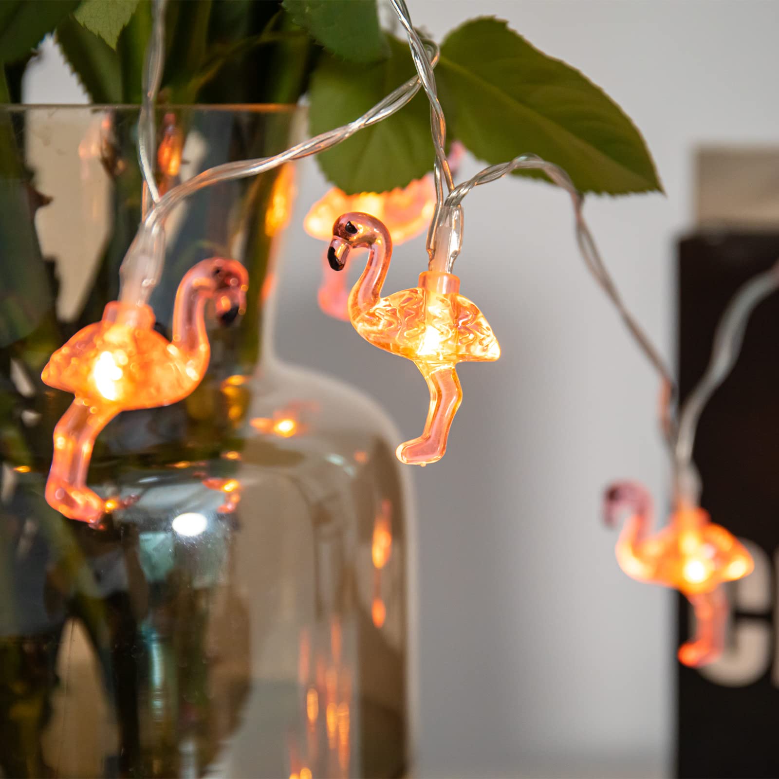 2 Pack Pink Flamingo LED String Lights - Battery Operated Fairy Lights for Patio, Garden, Bedroom, Wedding & Christmas Decor | Outdoor Party Lighting, Backyard Ambiance, Holiday Home Decoration