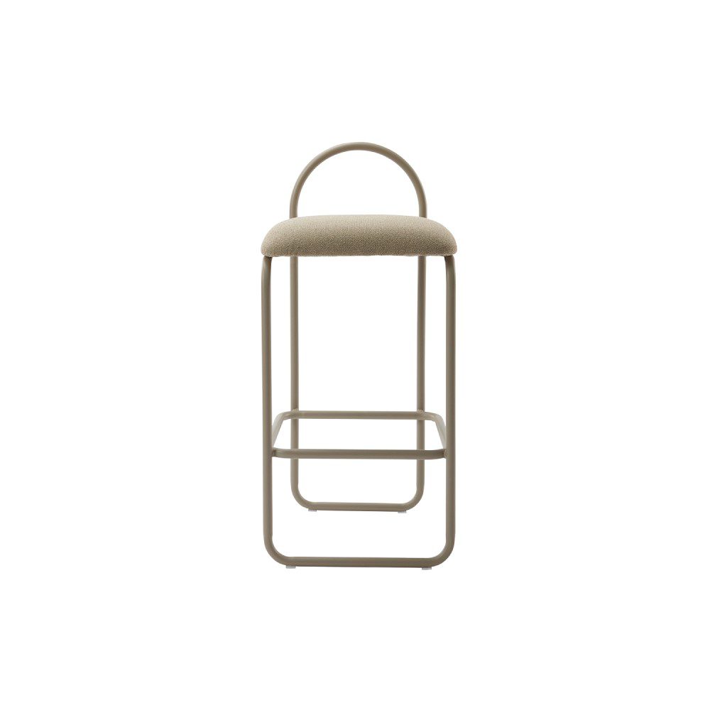 AYTM Angui Bar Chair - Modern Counter Stool with Taupe Boucle Upholstery, 2 Height Options for Kitchen Island, Breakfast Bar & Dining Room Decor