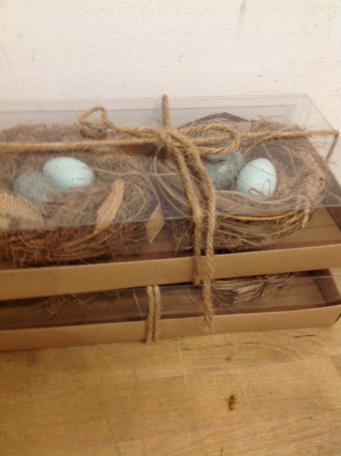Set of 4 Realistic Bird Nests with Eggs - Natural Decorative Accents for Home, Garden, and Spring Decor