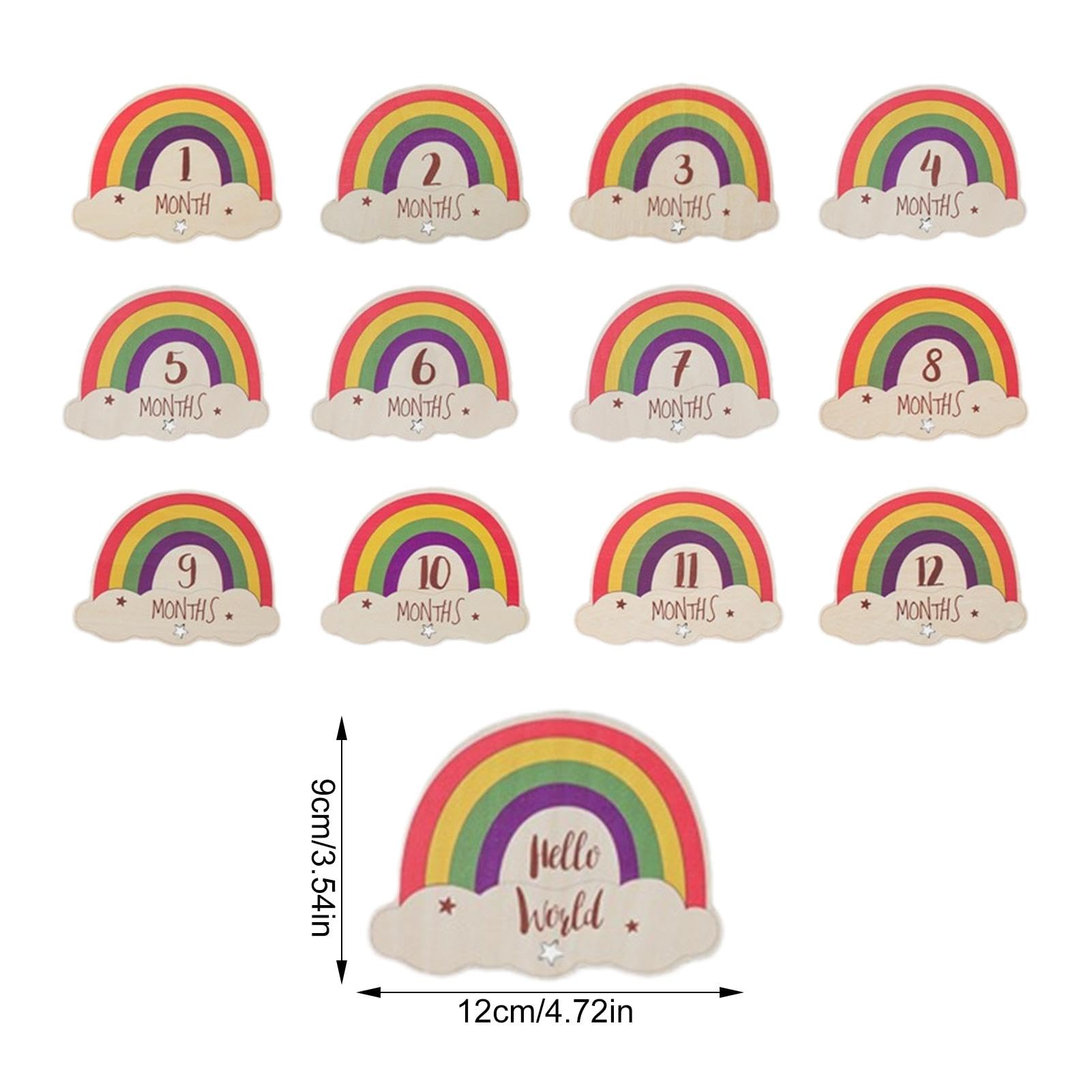 Rainbow Milestones Cards - Wooden Baby Monthly Signs, Colorful Baby Month Announcement, Baby Growth Tracker for Newborns & Infants - Perfect for Baby Showers, Monthly Photos, and Milestone Celebrations