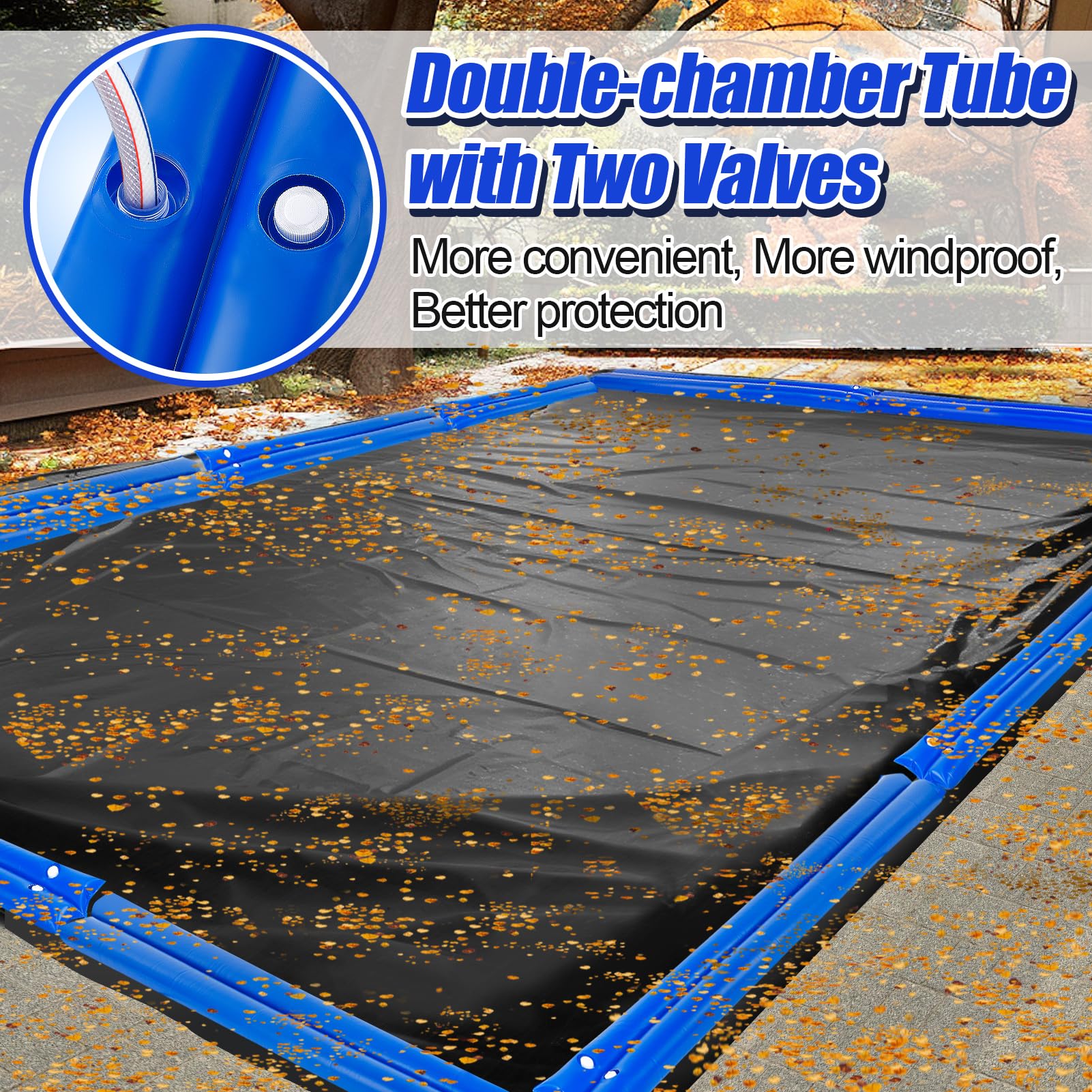 12-Pack Heavy Duty 8ft Pool Cover Water Bags - Thickened 0.4mm PVC Double-Chamber Water Tubes for Inground & Above Ground Swimming Pools | Winter Pool Cover Weights (Blue) | Perfect for Winterizing & Protecting Your Pool