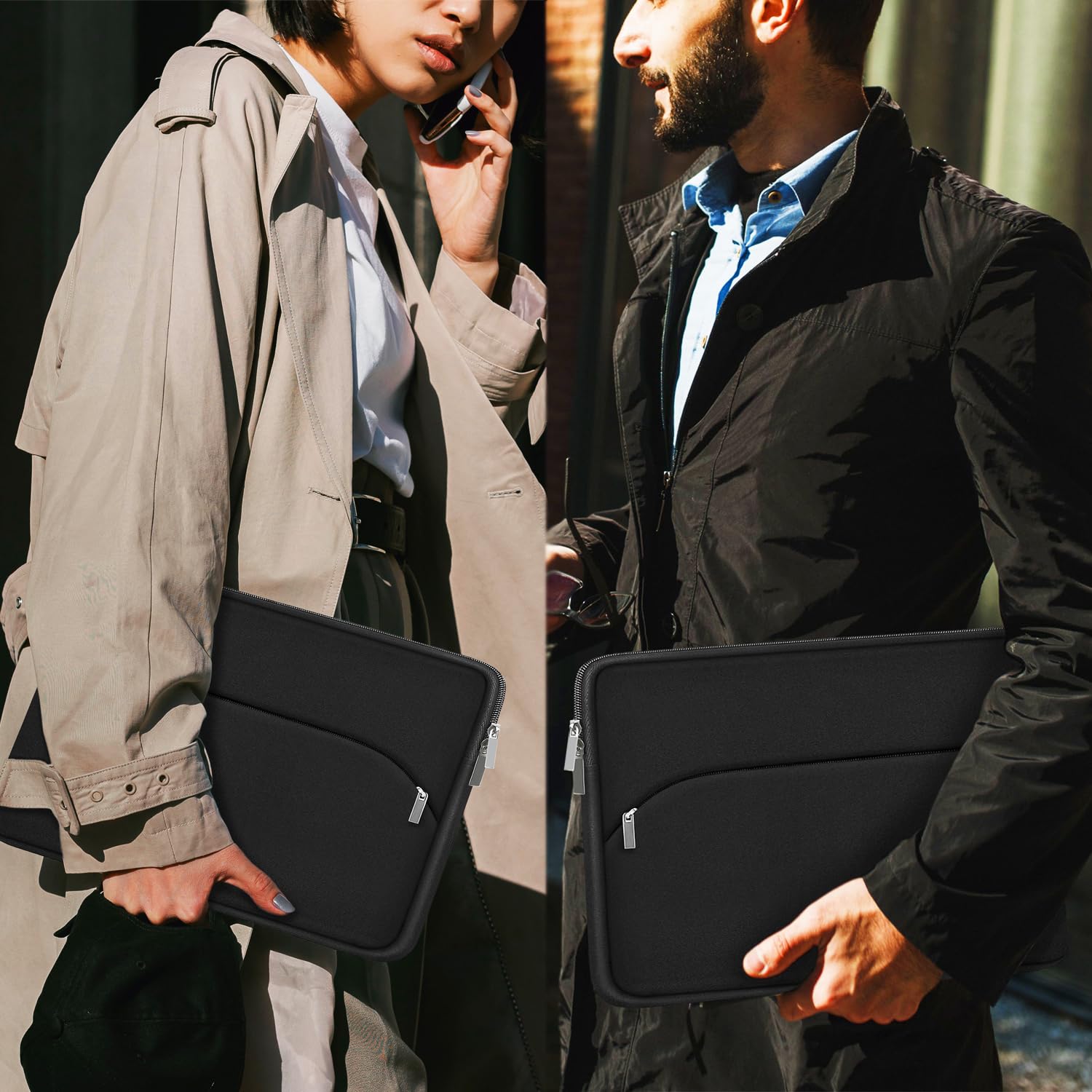 14 Inch Laptop Case with Front Pocket - Slim Protective Sleeve for MacBook Air/Pro, HP, Dell, Lenovo, Acer - Ideal for Travel, Work & School