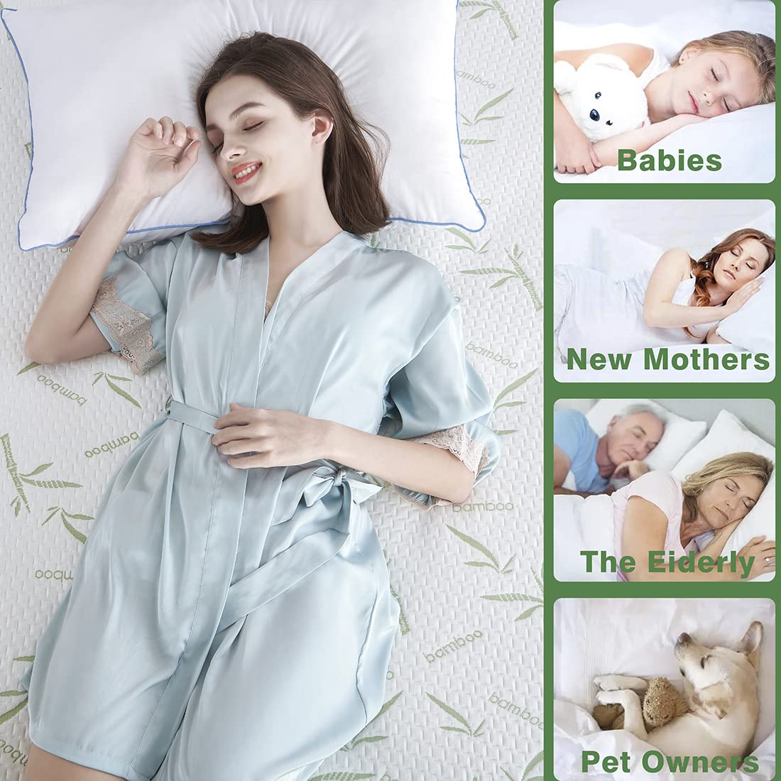 Parkdeny Full Mattress Protector - Waterproof & Cooling Bamboo Rayon Cover with 3D Air Fabric | Breathable, Noiseless, Washable | Fits 5-13