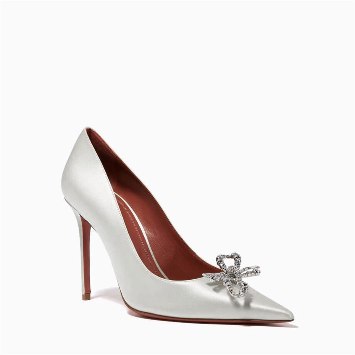 Keleimusi Women's Satin Pumps with Crystal Brooch - 3.75 Inch Dress Heels for Weddings, Parties & Formal Events | Elegant High Heels for Evening Wear & Special Occasions