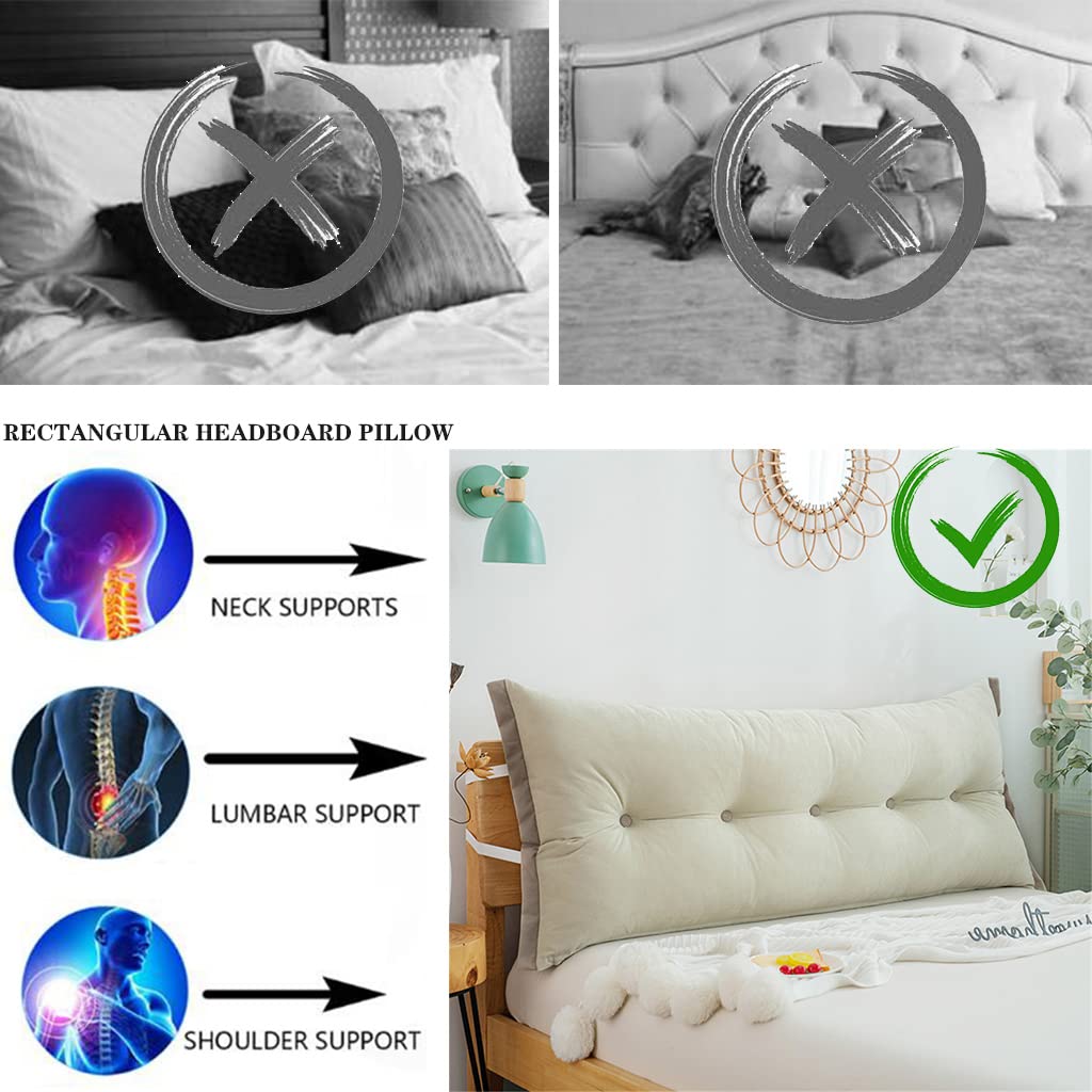 Soft Removable Headboard Cushion - King Size Tatami Bed Pillow with Bumper Design (47