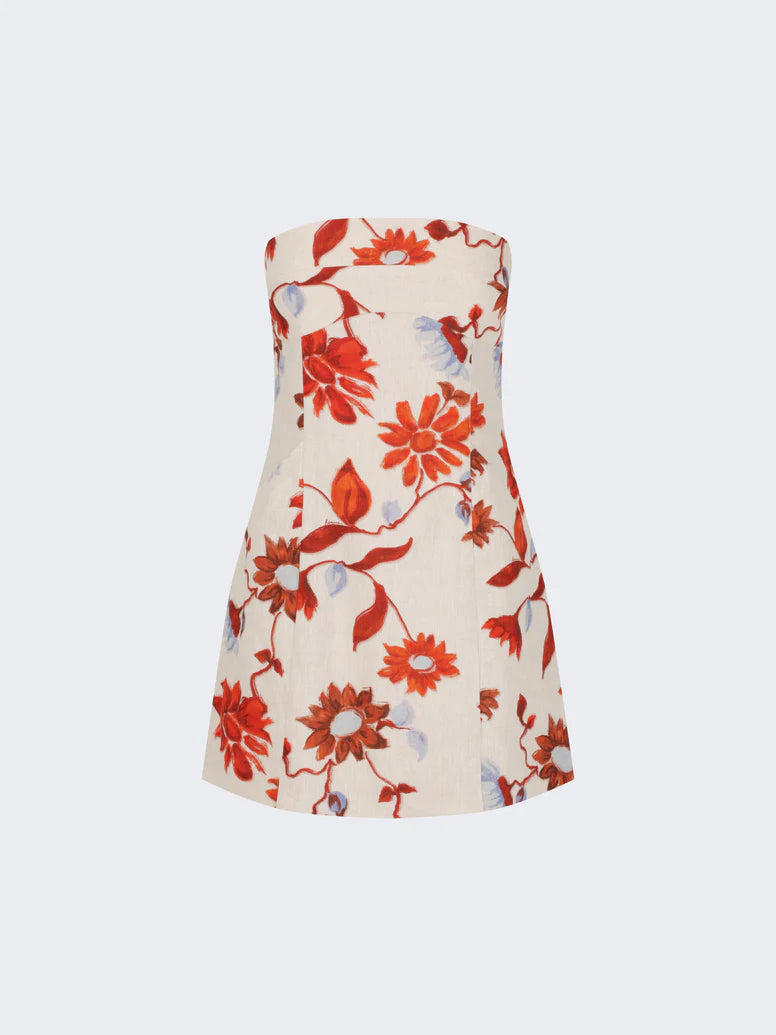 ALBA Mini Dress - Cactus Bloom Sand - Flowy Summer Dress for Women, Perfect for Beach Vacations, Parties & Casual Outings