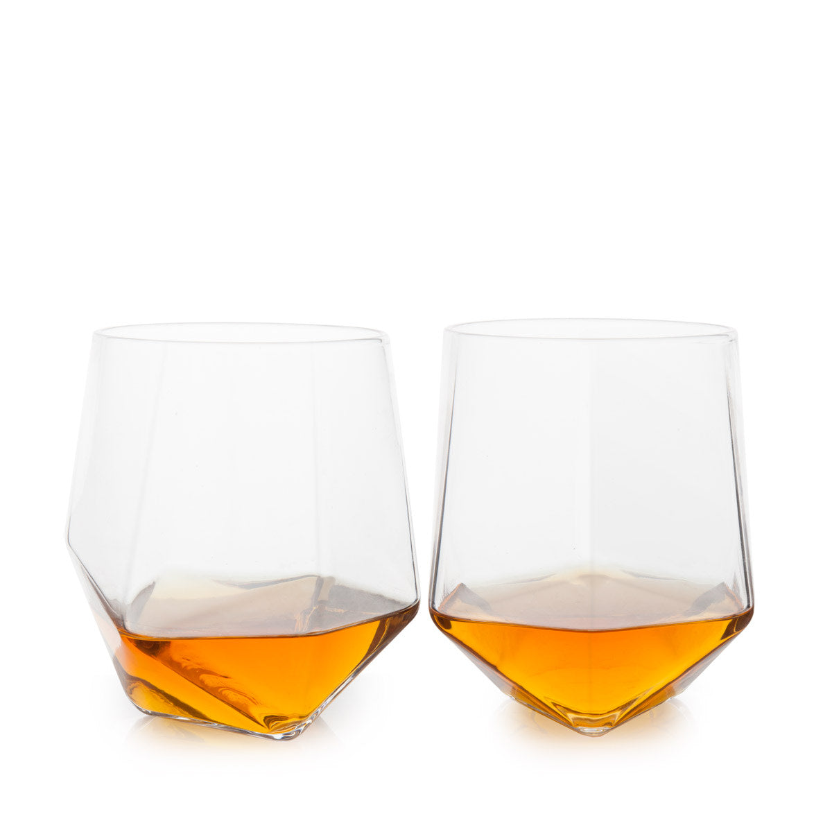 Premium Seneca Faceted Crystal Tumblers Set of 2 - Elegant Whiskey Glasses for Cocktails, Bourbon & Scotch - Perfect for Home Bar, Dinner Parties & Gifts