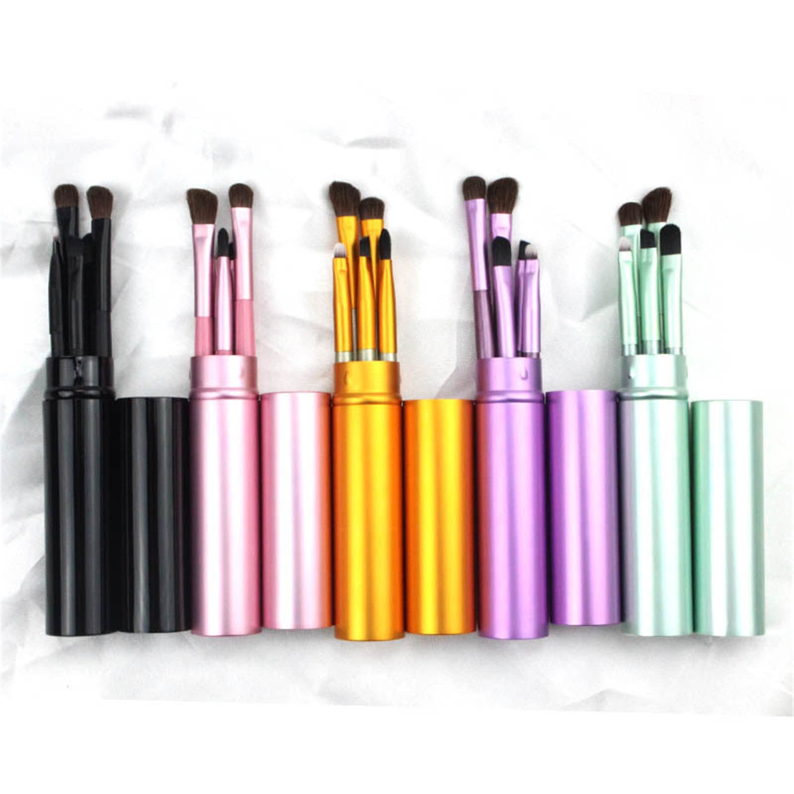 5-Piece Professional Makeup Brush Set - Soft Synthetic Bristle Eyeshadow & Eyeliner Brushes - Portable Cosmetic Brush Kit for Perfect Eye Makeup Application at Home or Travel