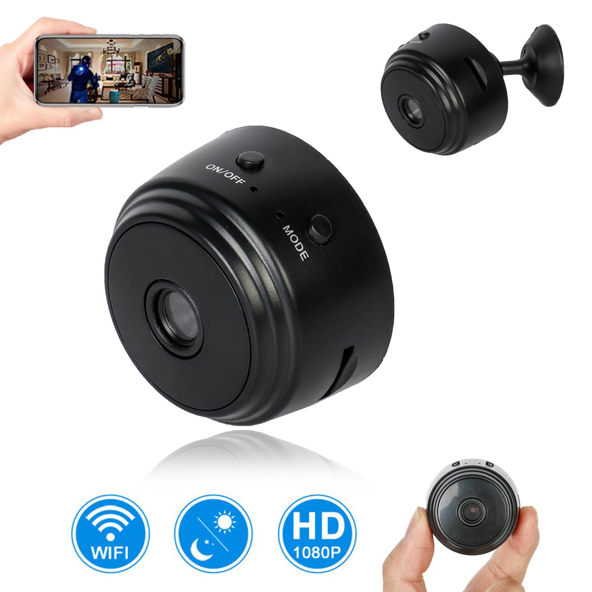 Mini HD Wireless Hidden Security Camera - Indoor/Outdoor CCTV Surveillance for Home Protection | Smart Home Monitoring, Durable & Weatherproof | Perfect for Baby Monitoring, Pet Watching & Office Security (Medium Size)