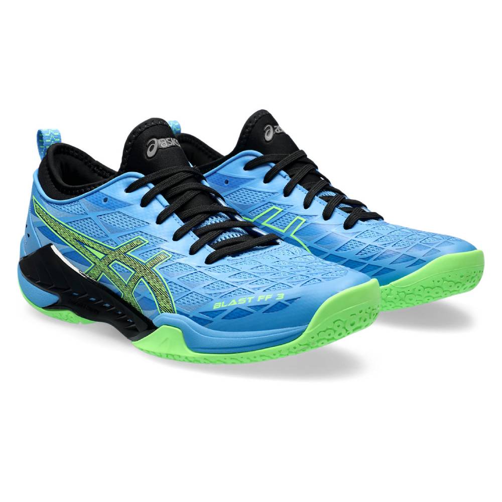ASICS Blast FF 3 Men's Volleyball Shoes - Lightweight Indoor Court Sneakers for Badminton & Pickleball (Waterscape/Lime Burst) - Perfect for Gym Training & Competitive Sports
