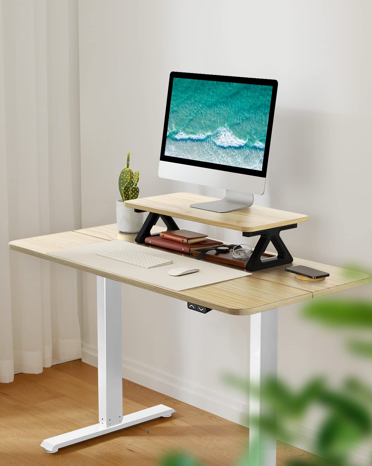 Totnz 48x24 Inches Height Adjustable Electric Standing Desk - Sit Stand Up Home Office Desk with Hook for Ergonomic Workspace | Perfect for Remote Work, Gaming & Study