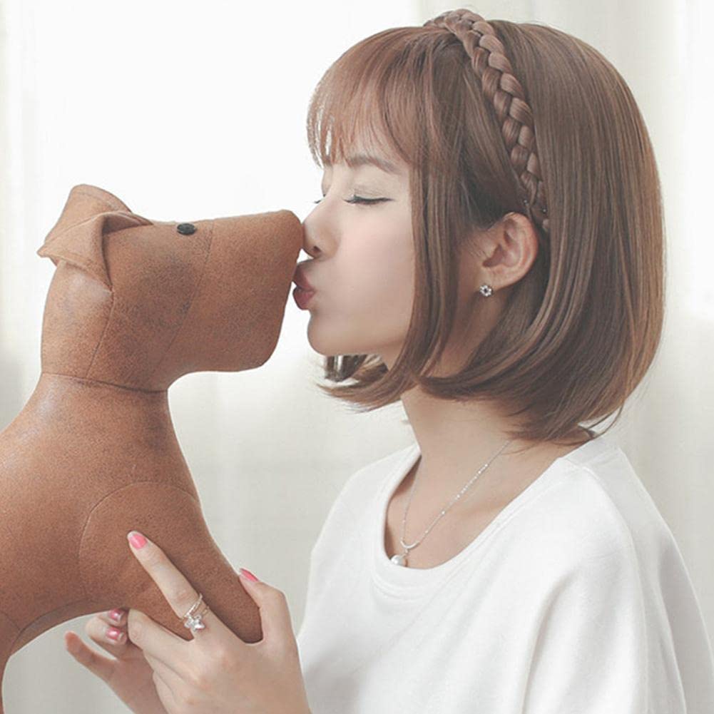 New Twist Headband With Bangs For Women - Natural Brown Black Artificial Wig Hair Band | Perfect for Cosplay, Costume Parties & Everyday Fashion