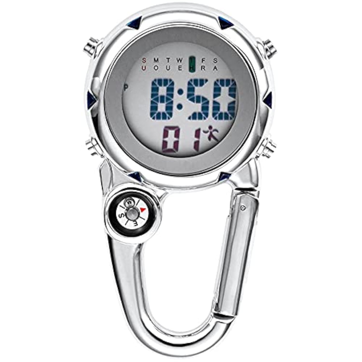 Multifunctional Luminous Carabiner Watch with Compass - Mini Quartz Clip-On Watch for Outdoor Climbing, Hiking & Camping - Perfect for Adventurers and Survival Gear Enthusiasts