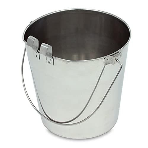 6 Pack Stainless Steel Flat Pail with Hooks - 6 Quart Durable Metal Bucket for Camping, Kitchen Storage & Outdoor Activities