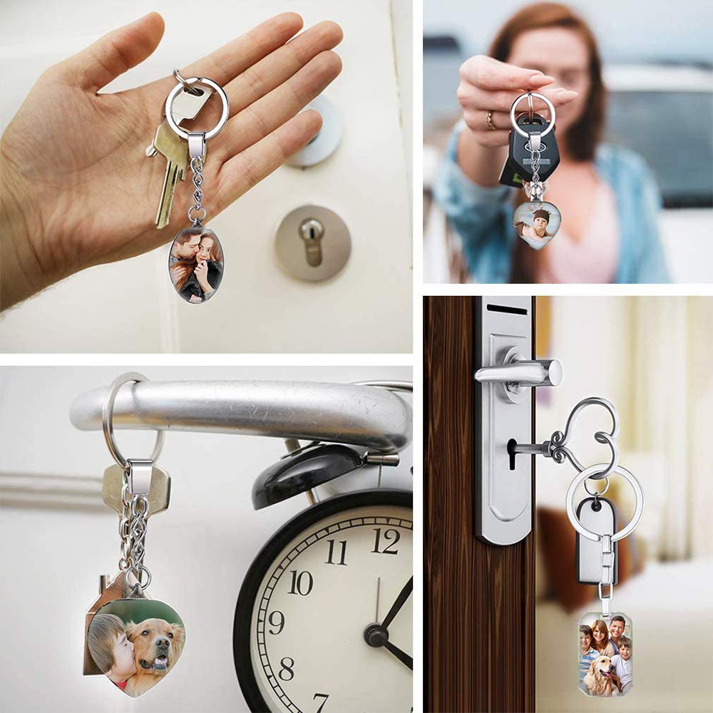 Styletify Custom Photo Keychain - Personalized Double-Sided Crystal Keyring Set with Your Picture | Perfect Gift for Anniversaries, Birthdays & Travel Accessories