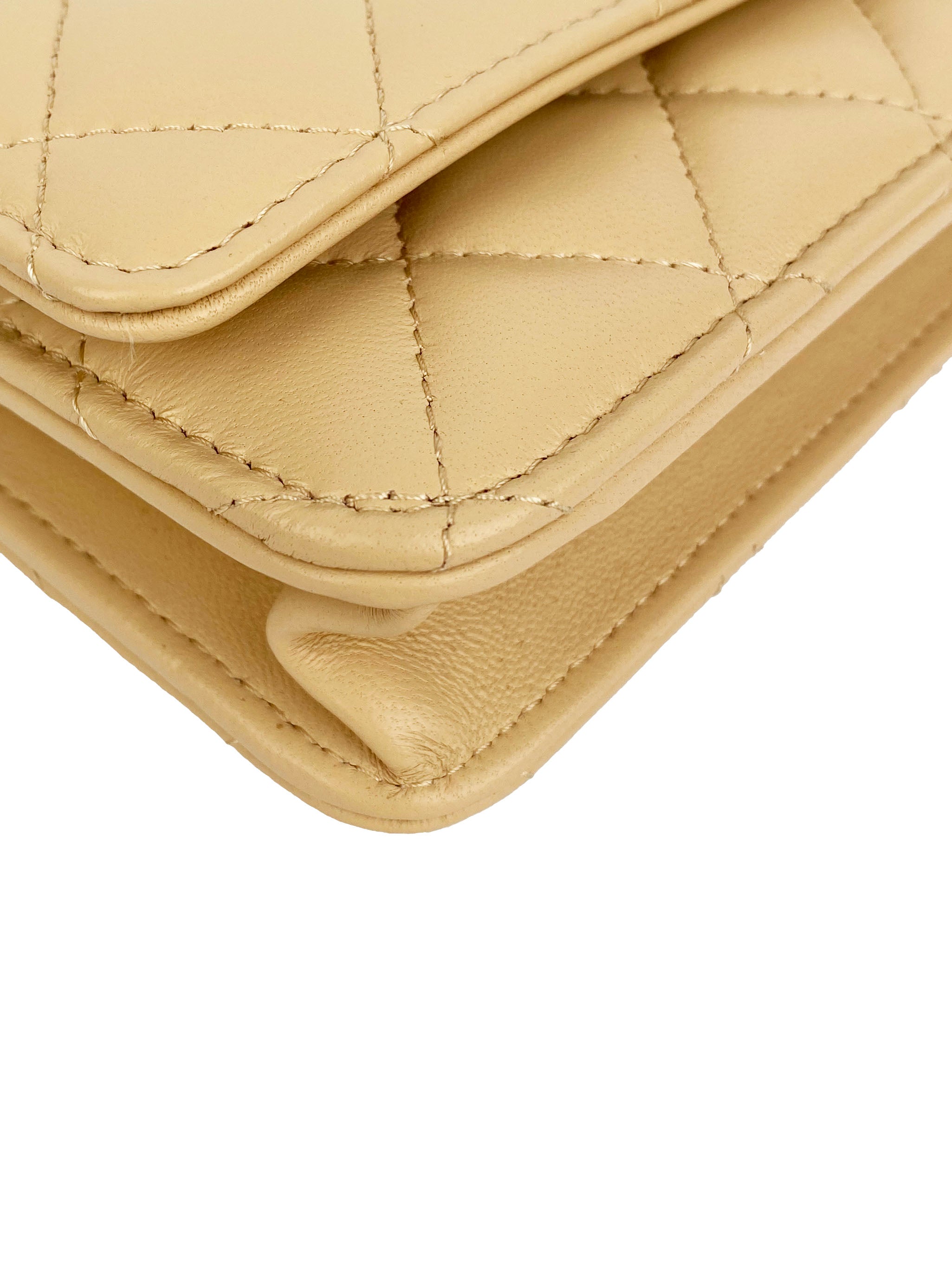 Chanel Beige Quilted Caviar Leather Wallet on Chain with Pearl Crush - Luxury Crossbody Bag for Women, Perfect for Evening Parties & Date Nights