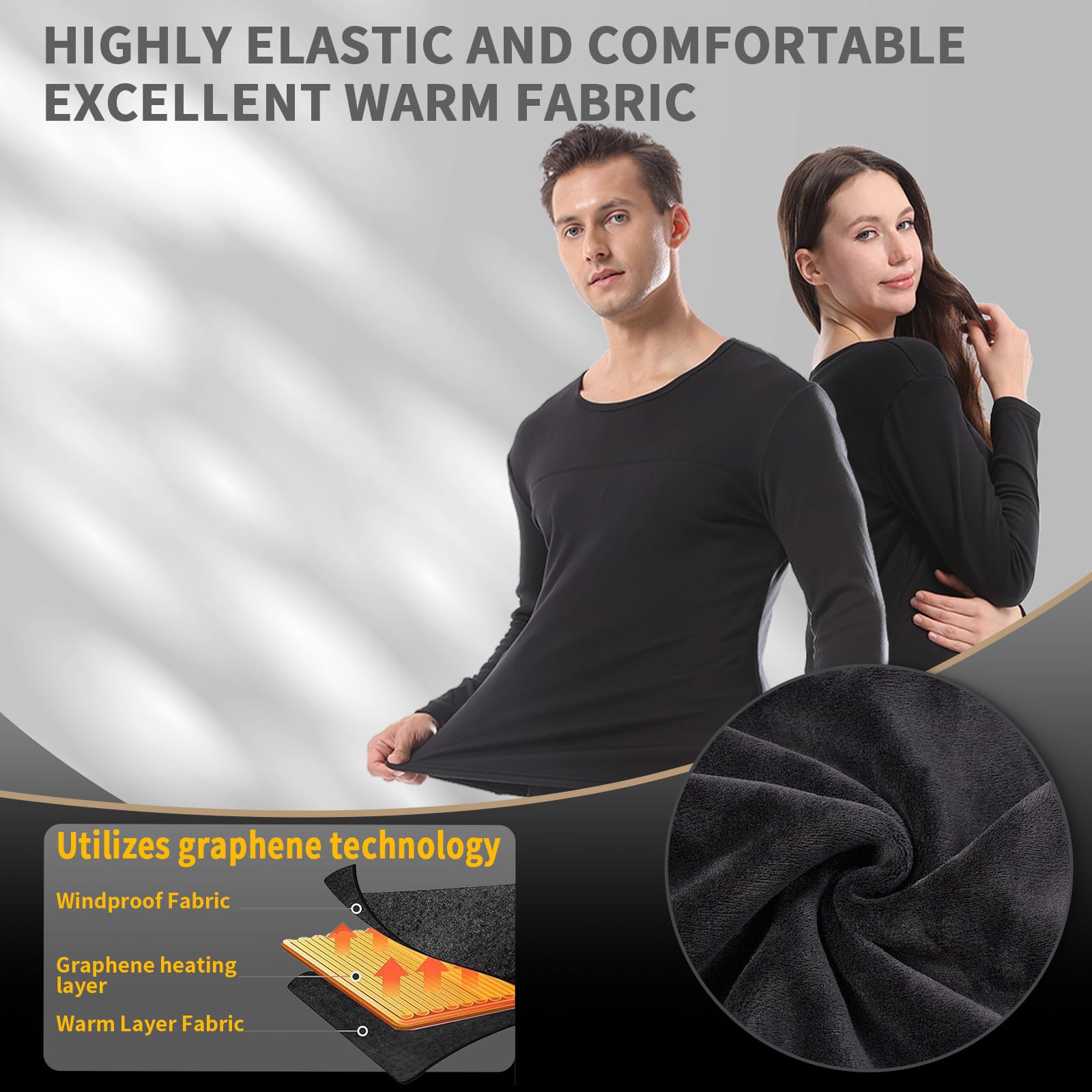 Upgraded Graphene Heated Underwear Set - Fast Warming Electric Thermal Underwear for Men & Women | Energy Efficient Winter Base Layer | Perfect for Skiing, Hiking & Outdoor Activities