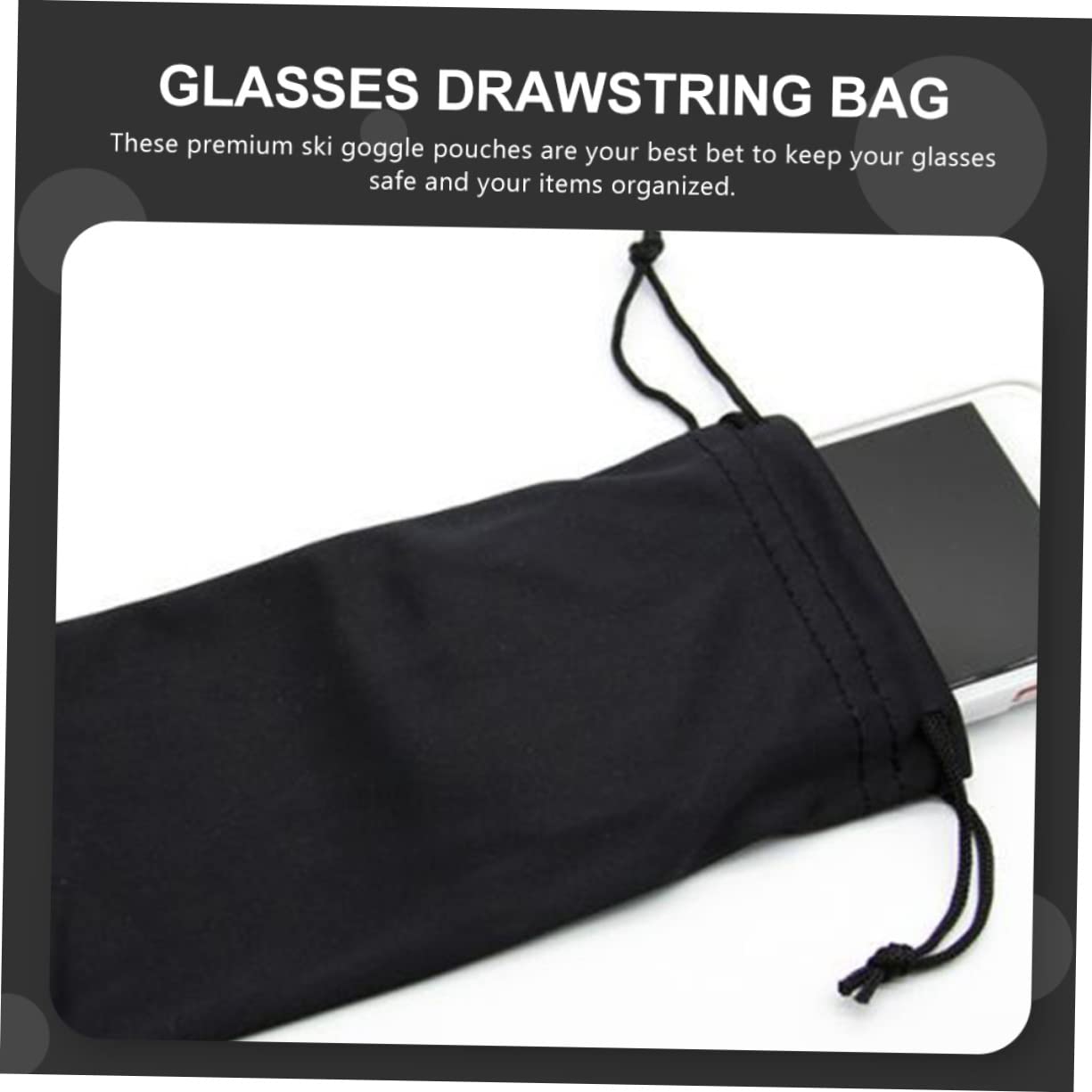 BRIGHTFUFU 25pcs Ski Goggle Holder & Glasses Carrying Bag - Portable Eyeglass Pouch with Drawstring Closure, Multipurpose Storage for Outdoor Sports, Travel & Daily Use (Black)