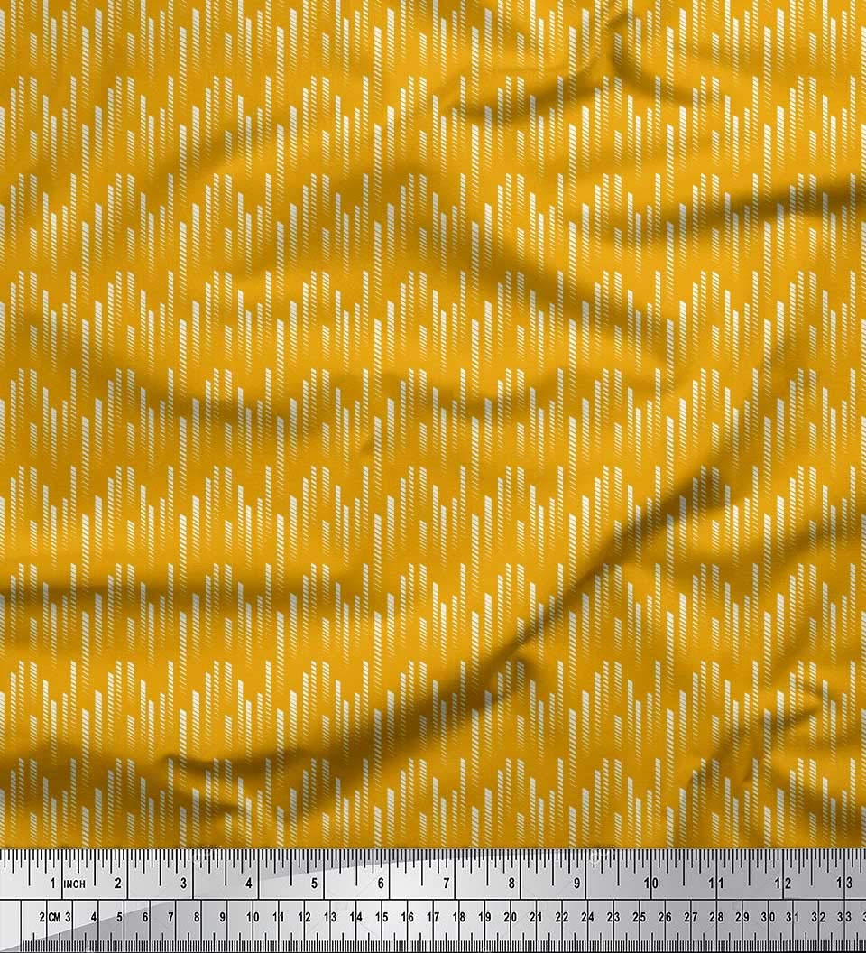 Soimoi Moss Georgette Brown Fabric by The Yard - 42 Inch Wide Diagonal Line Small Pattern Printed Fabric for Dresses, Blouses & Home Decor | Modern Chic Textile Material