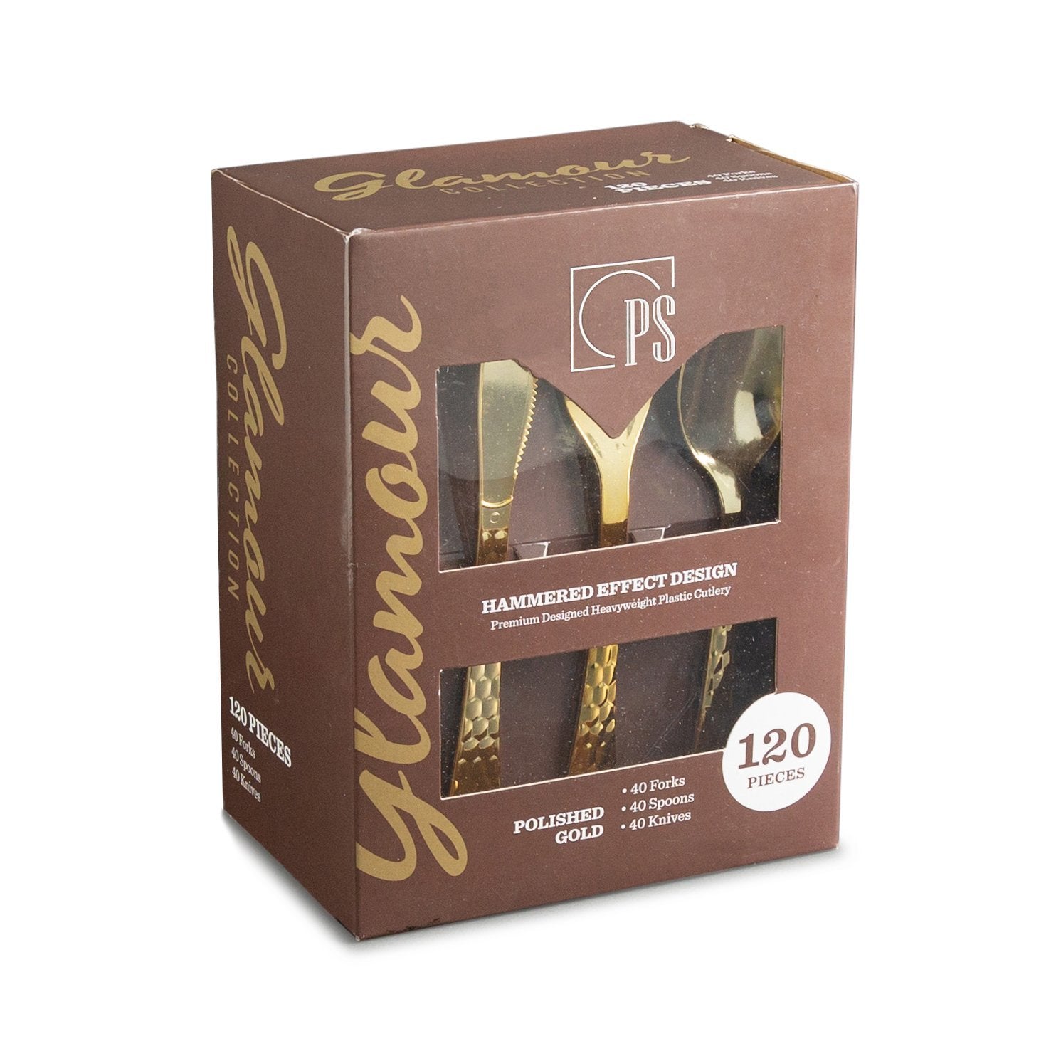 120-Piece Disposable Gold Plastic Silverware Set - Elegant Cutlery for Parties, Weddings & Events (40 Settings) - Perfect for Glamorous Dining, Catering & Special Occasions