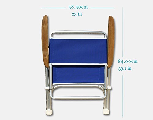 FORMA MARINE Boat Chair - Navy Blue Folding Deck Chair with Aluminum Frame & Teak Wood - Perfect for Boating, Fishing, and Outdoor Relaxation