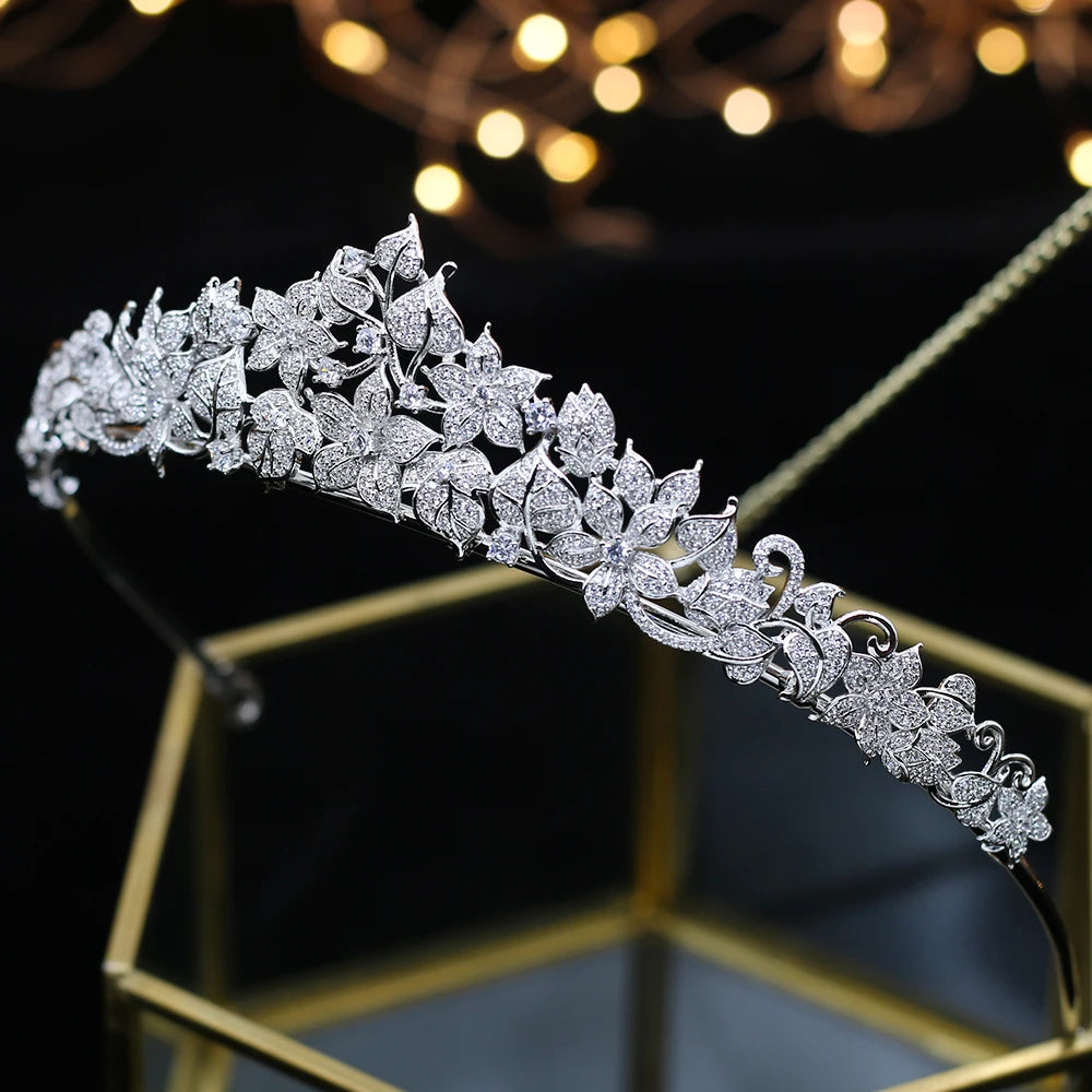Elegant Cubic Zirconia Silver Tiara Crown for Women - Perfect Wedding Hair Accessory | Bridal Party, Prom, Pageant & Special Occasion Headpiece