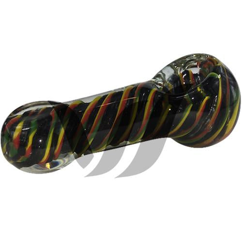 Rasta Spoon Pipe - Colorful Handmade Glass Smoking Pipe for Herbs & Tobacco | Perfect for Travel, Camping & Outdoor Use