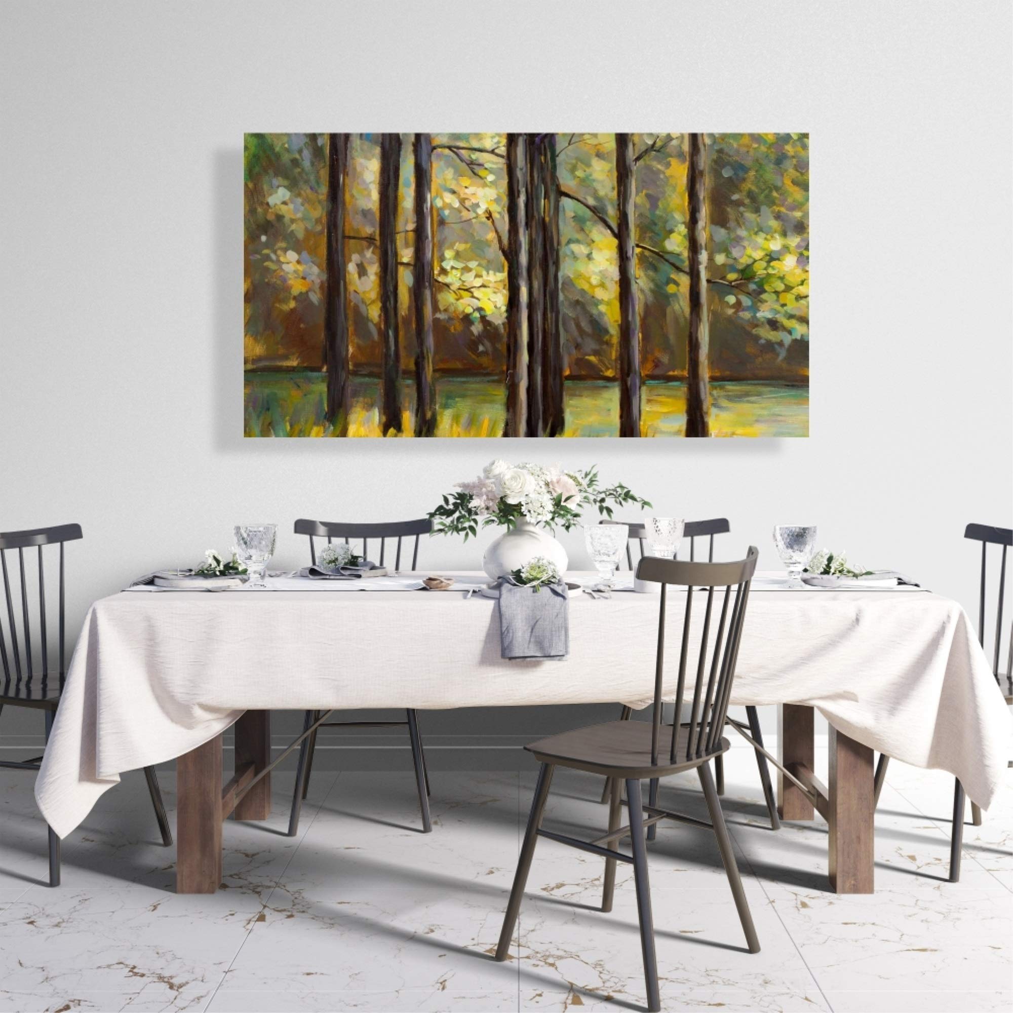 Lake Landscape Canvas Print - Begin Trees in The Middle of The Lake Wall Art for Living Room & Office Decor