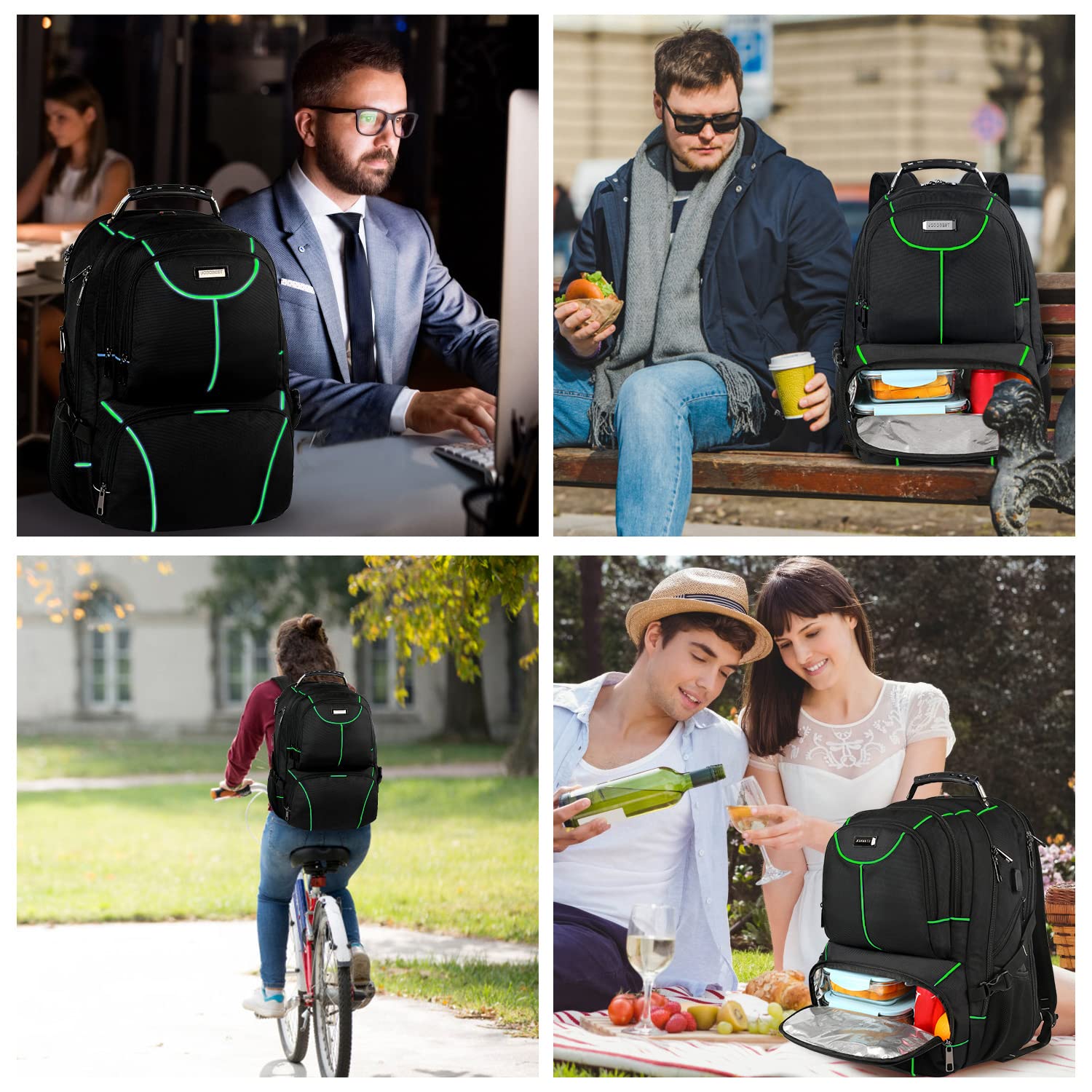 VECKUSON 15.6 Inch Laptop Backpack for Men & Women - Waterproof Anti-Theft USB Charging Port TSA Approved Travel Backpack - Durable Polyester Nylon Business School College Commuter Backpack - Perfect for Work, Travel & Daily Use
