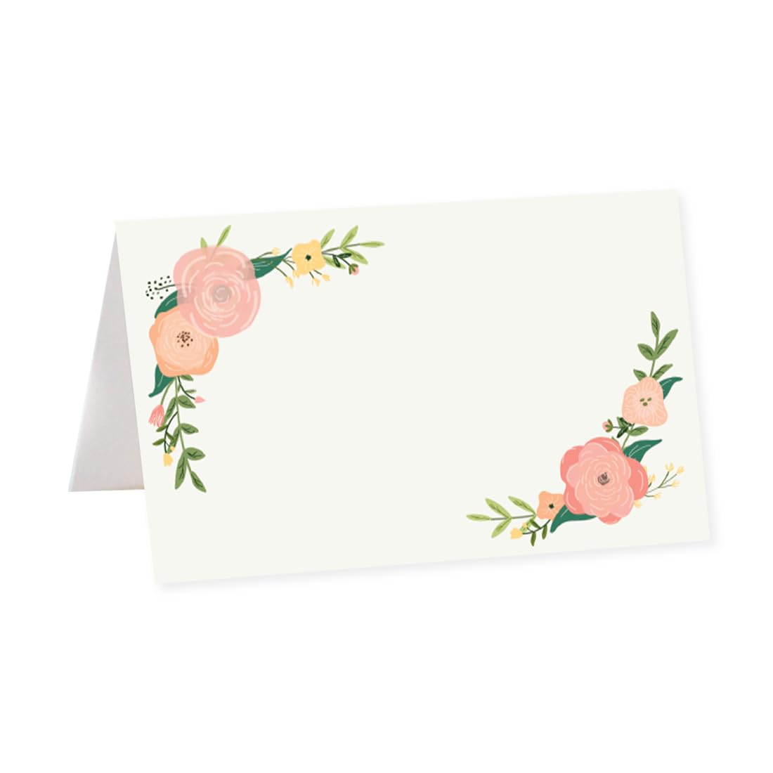 Andaz Press Printable Table Tent Place Cards - Floral Tea Party Design, 20-Pack for Wedding, Baby Shower & Graduation Events | Elegant Seat Placement & Name Cards for Dining Tables, Buffets and Special Occasions