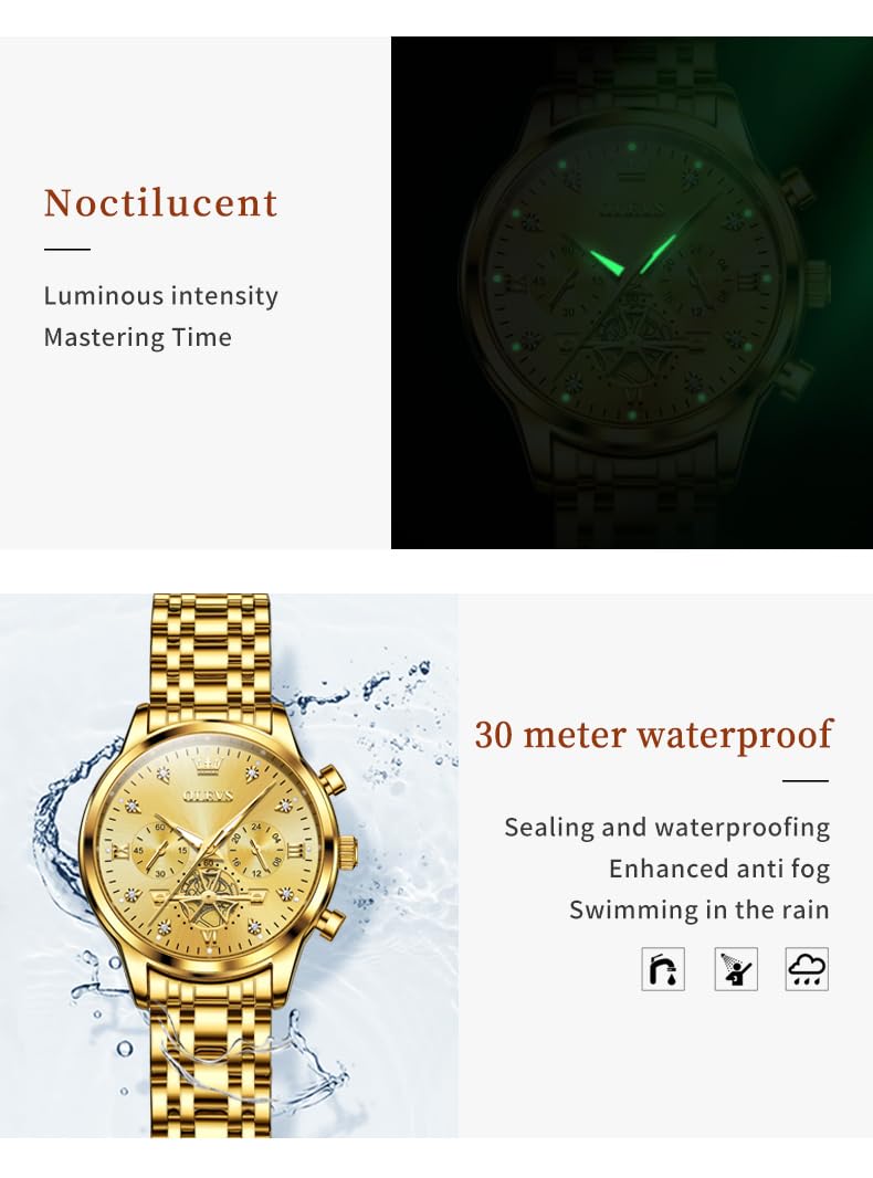 OLEVS Women's Luxury Two-Tone Stainless Steel Watch with Diamond Accents - Waterproof Analog Quartz Watch for Business, Fashion & Everyday Wear