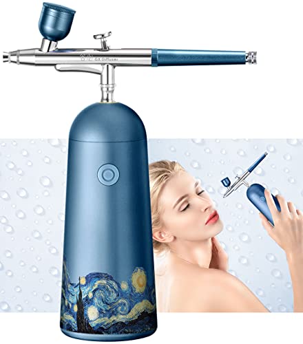 GX Water Shine Skin Boost Portable Airbrush Kit - Professional Rechargeable Cordless Nano Sprayer with 19 PSI & 0.3mm Nozzle - Includes 20cc & 7cc Cups - Perfect for Home & Salon Facial Hydration & Skincare Treatments