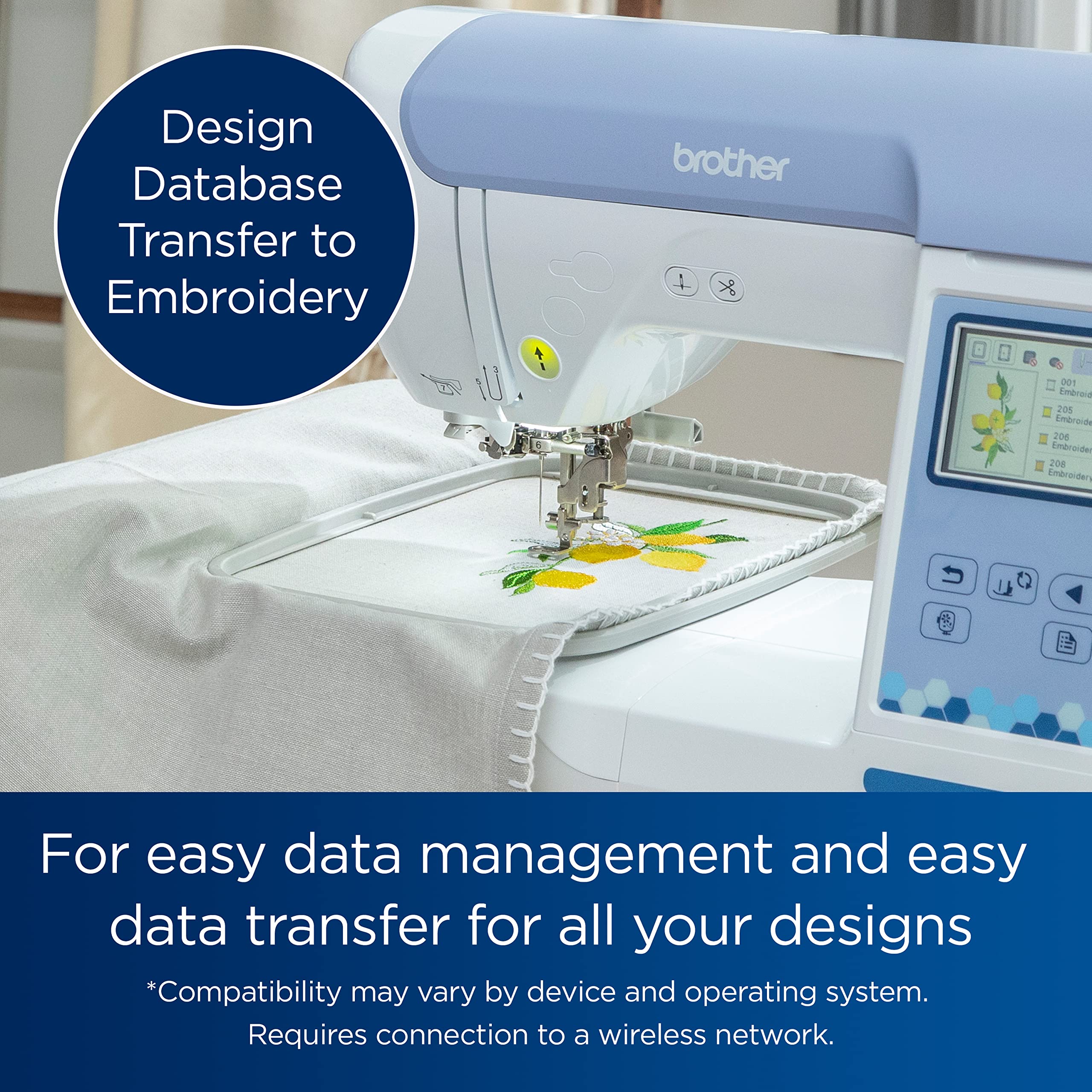 Brother PE900 Wireless Embroidery Machine with WiFi Connectivity - White | Perfect for Home Crafting, DIY Projects & Small Business Embroidery Needs