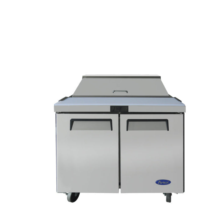 Atosa 36 Sandwich & Salad Prep Table with 10 Pans & 2 Doors - Commercial Refrigerated Workstation for Deli, Restaurant & Catering Use