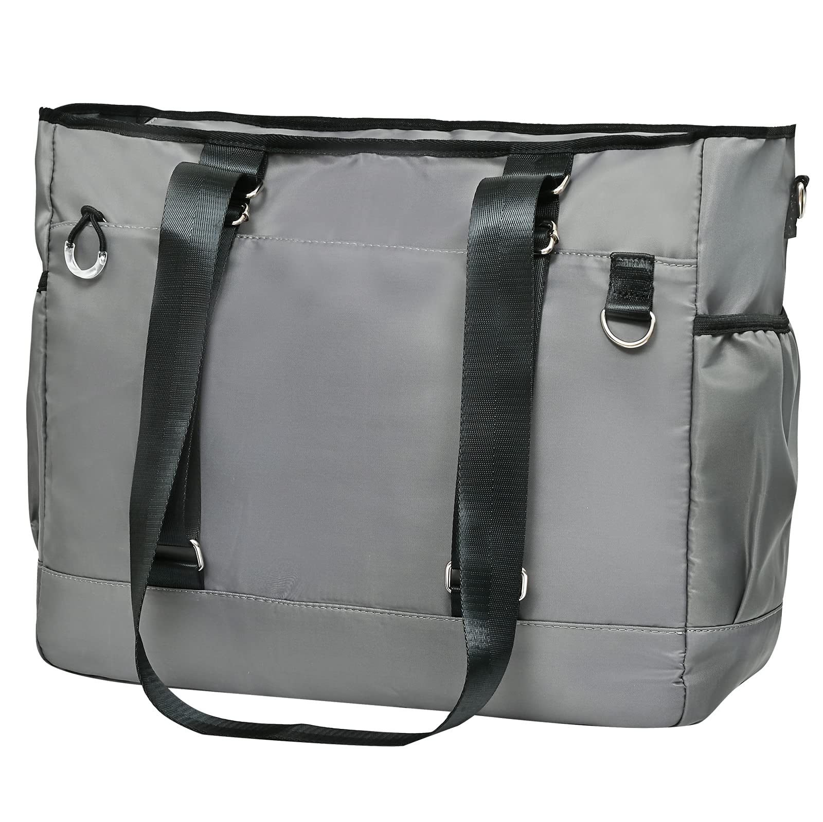 Waterproof Nylon Tote Bag with Multiple Pockets - Durable Laptop Work Bag for Women & Men - Perfect for Office, School, Travel and Daily Commute