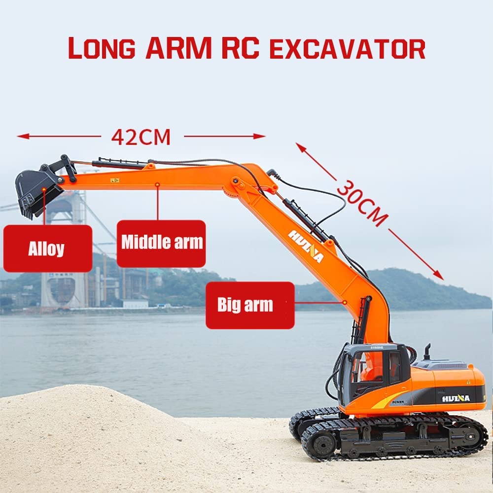 15CH Super Long Robotic Arm Remote Control Digger Toy - RC Excavator Construction Vehicle for Kids | Sand Play, Engineering Learning & Outdoor Fun