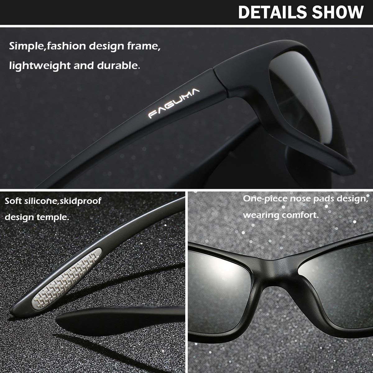 FAGUMA Polarized Sports Sunglasses for Men - UV400 Protection for Cycling, Driving, Fishing - Lightweight & Durable for Outdoor Activities