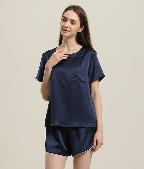 Women's Soft Short Silk Pajama Set - Comfortable Sleepwear for Summer Nights, Lounge Wear, and Relaxation at Home