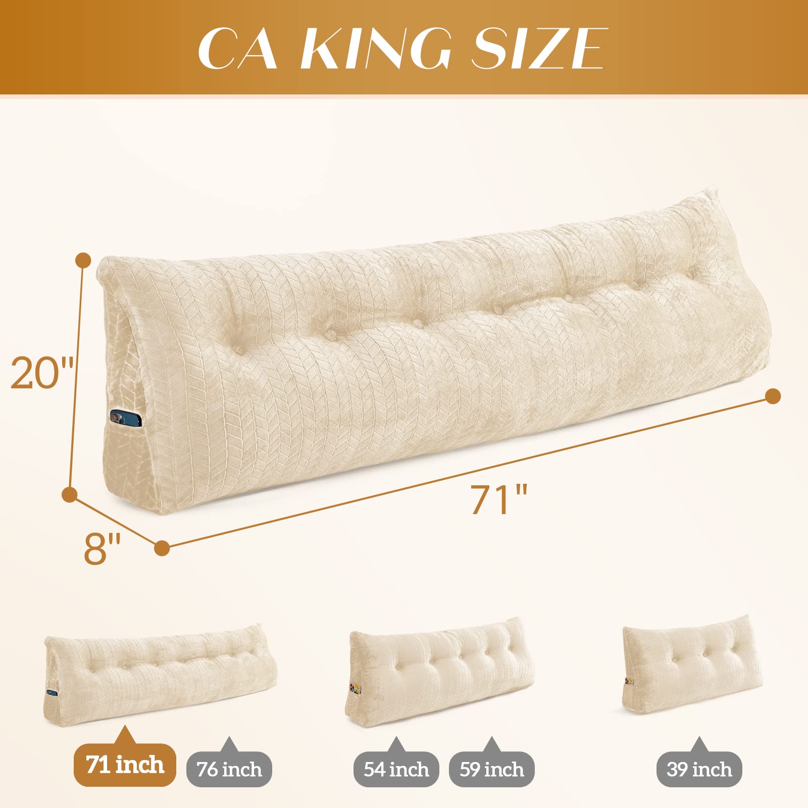 Triangular Wedge Headboard Pillow - Large Bolster Bed Rest Pillow for Reading & Back Support - Removable Cover - Perfect for Bed, Sofa, Floor & Reading Nook