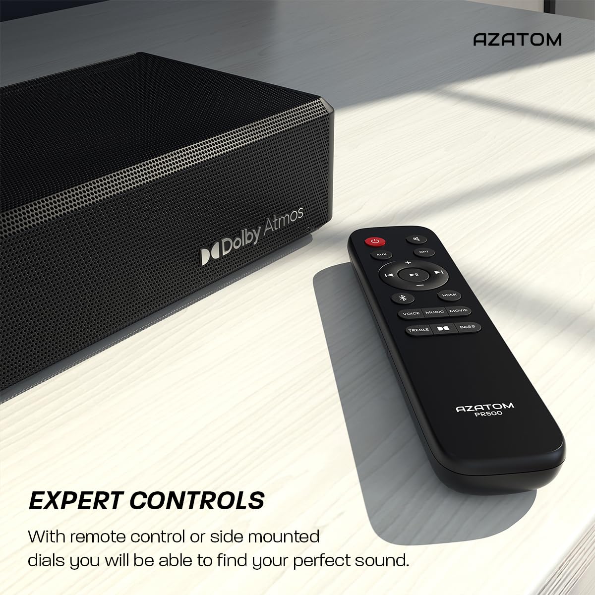 AZATOM Pulsar PR500 Dolby Atmos Soundbar with Wireless Subwoofer - 240W 2.1.2 Channel High Resolution Surround Sound System for Home Theater | HDMI eARC/ARC, Optical, Bluetooth Connectivity | Perfect for Movies, Gaming & Music Streaming