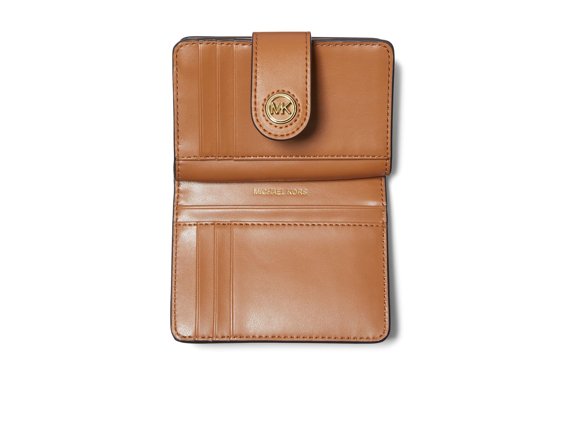 Michael Kors MK Charm Small Tab Compact Pocket Wallet for Women - Slim RFID Blocking Credit Card Holder with Zip Pocket - Perfect for Everyday Use, Travel & Gifting