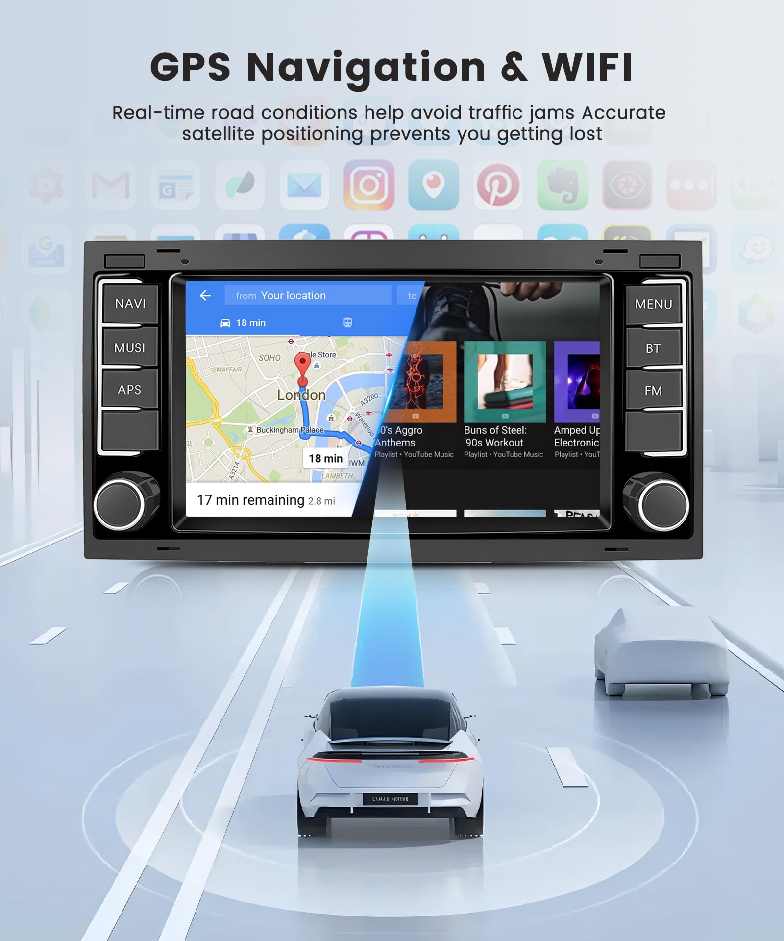 8-Core 4GB+64GB Android 13 Car Stereo with Wireless CarPlay & Android Auto - 7