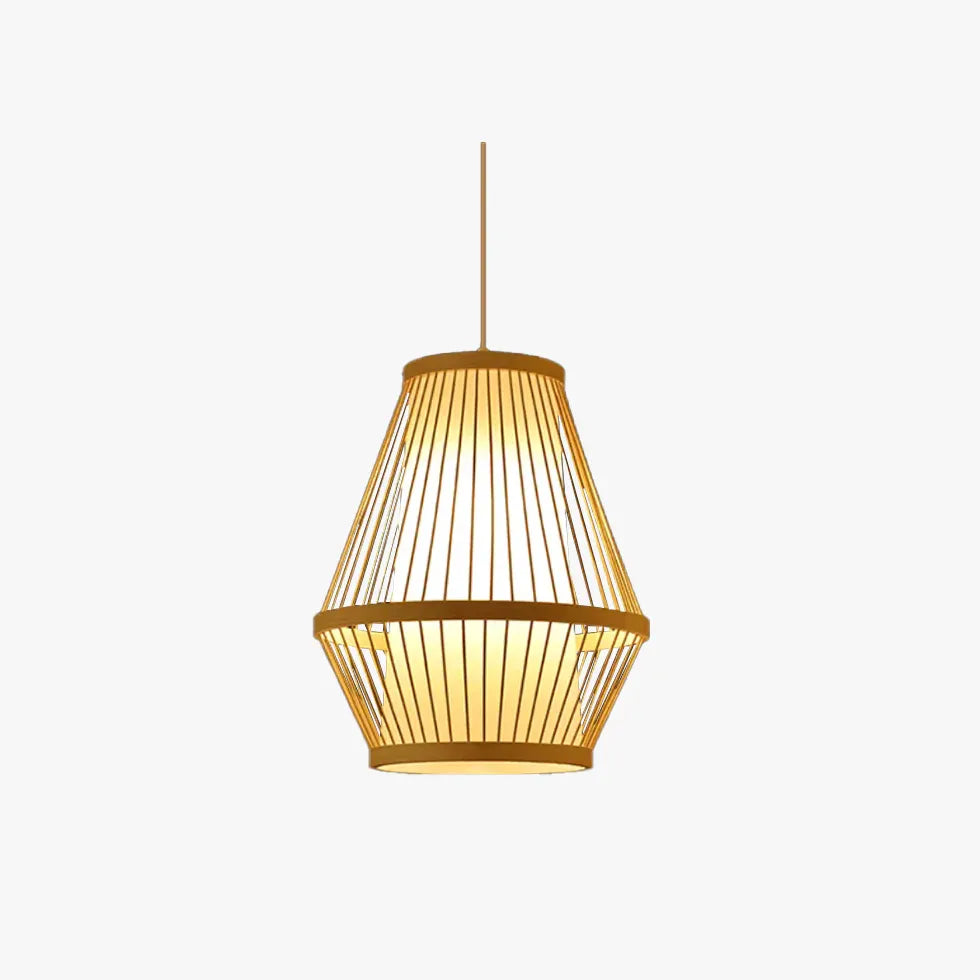 Japanese Style Wooden Geometric Pendant Light - Modern Handcrafted Ceiling Lamp for Dining Room, Kitchen, Bedroom & Living Room Decor