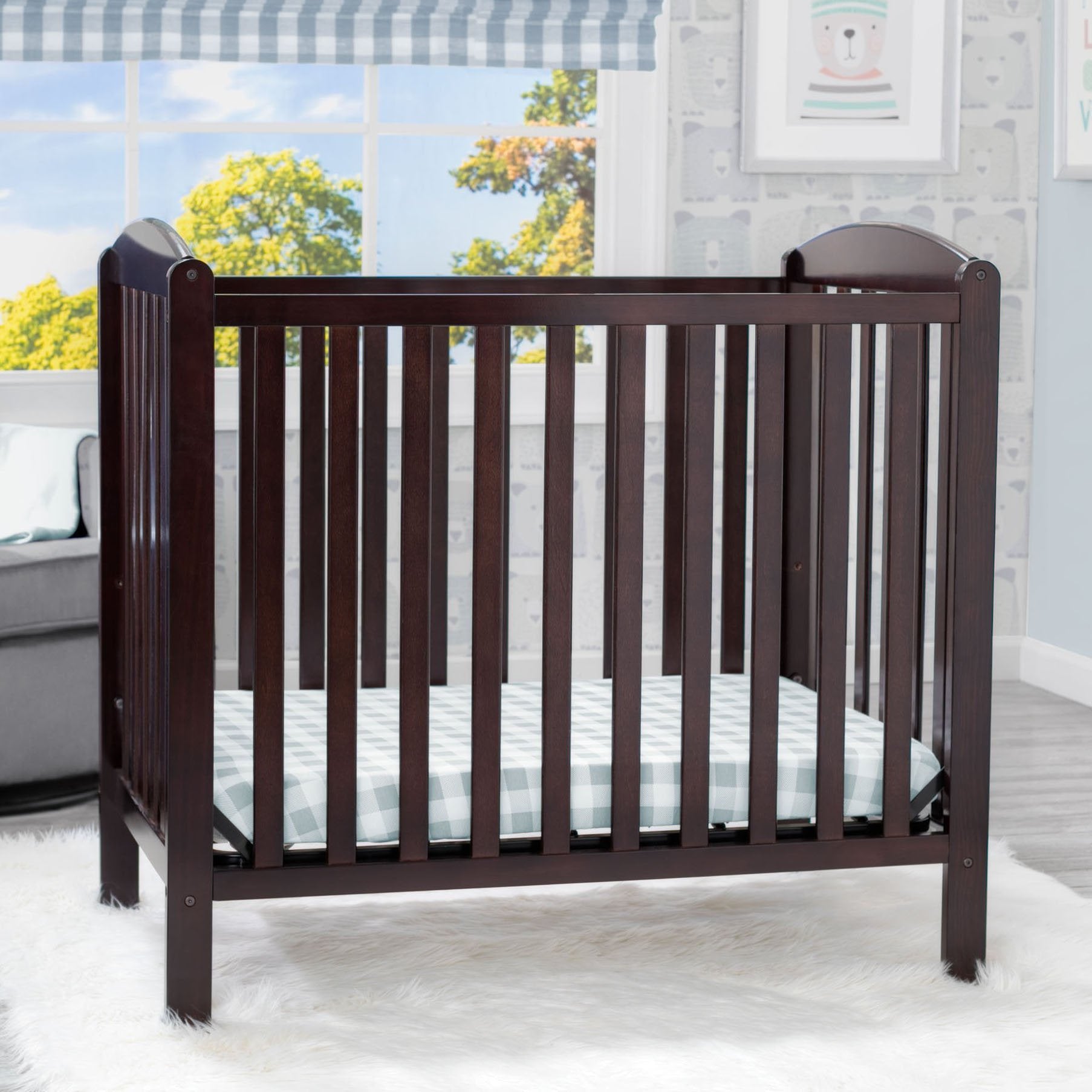 Sprout Mini Crib with Mattress - Portable Baby Crib for Nursery, Travel & Small Spaces - Eco-Friendly Wooden Toddler Bed for Newborns & Infants - Perfect for Apartments, Daycare & Grandparents' Homes