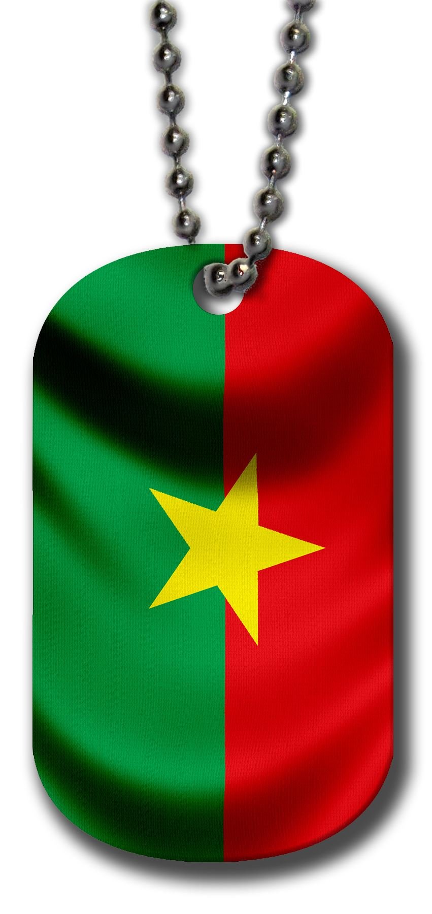 ExpressItBest Custom Engraved Aluminum Dog Tag Necklace & Keychain Set - Burkina Faso Flag Design (Burkinabe Pride) - Wave Pattern - Perfect for Pet ID, Military Gifts & Travel Accessories
