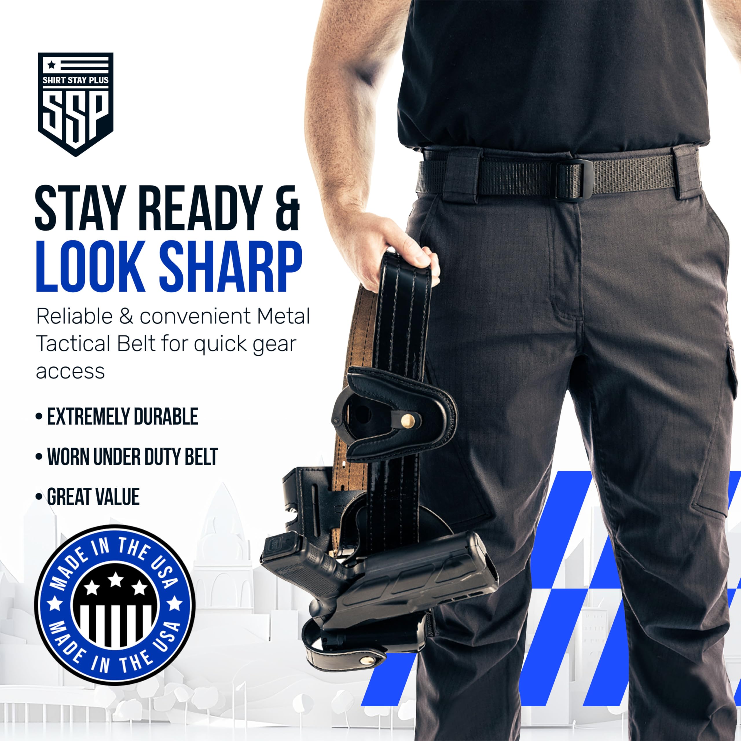 Shirt Stay Plus - Professional Heavy Duty Tactical Belt for Men | Military & Police Gear | Secure Uniform Shirt for Active Duty, Work & Outdoor Adventures